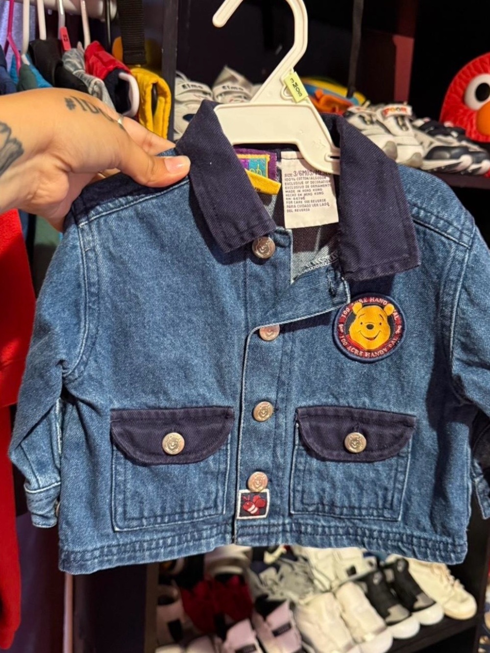 Kids Blue Denim Jacket with Winnie the Pooh Patch